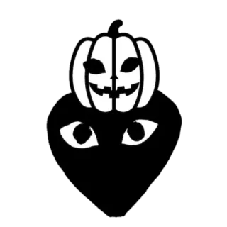 🤹 heart, pumpkin, halloween, eyes, cartoon, black and white telegram sticker