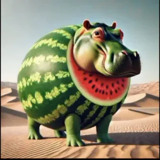 🤩 ippopotamo, anguria, animale, deserto, frutta, fantasy telegram sticker