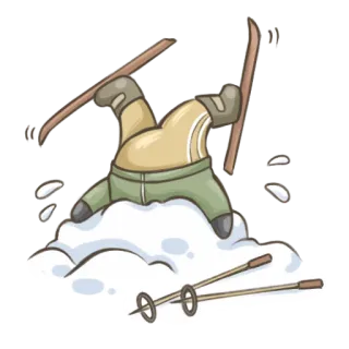 ❄️ skiing, fail, winter sports, snow, accident, funny telegram sticker