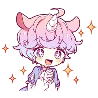 🤩 Einhorn, süß, Glitzer, Chibi, Cartoon telegram sticker