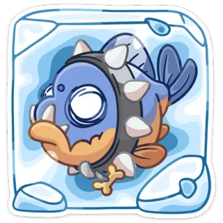 🥶 ปลา, แช่แข็ง, น้ำแข็ง, สัตว์, การ์ตูน, สติกเกอร์ telegram sticker