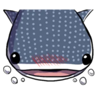 😬 tiburón ballena, criatura marina, animal, lindo, sonrojo, kawaii telegram sticker