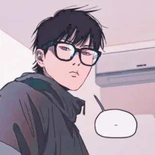 😒 - glasses, anime, boy, windbreaker, man, indoors telegram sticker