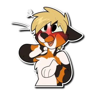 😅 Furry, Renard, Cartoon, Mignon, Animal, Rougir telegram sticker