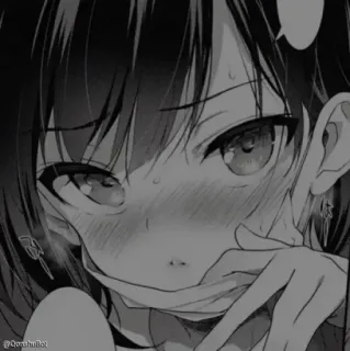 🗿 @QoroshulBot Anime, Manga, Fille, Noir et blanc whatsapp sticker
