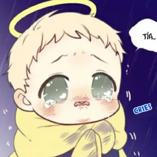 ✨ TÍA... llorando, triste, niño, manga, halo, tía whatsapp sticker