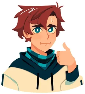 👍 Anime, Menino, Polegar para cima, Desenho animado, Adesivo, Positivo, Aprovação telegram sticker