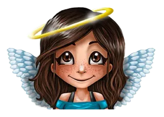 😇 anjo, asas, auréola, desenho animado, fofo, menina, personagem, doce telegram sticker
