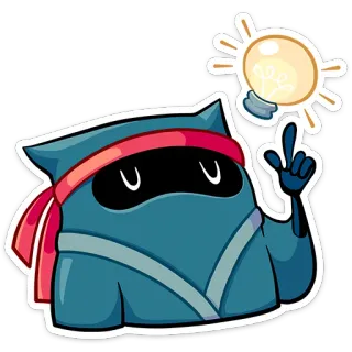 💡 ninja, idea, lightbulb, cartoon, mascot, cute, illustration, thinking whatsapp sticker