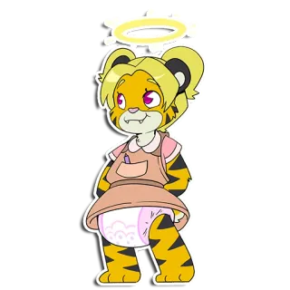 👼 เสือ, ตัวละคร, สัตว์, การ์ตูน, นางฟ้า, ผ้าอ้อม, น่ารัก telegram sticker