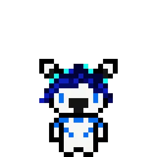 🐴 Pixel Art, Niedlich, Tier, Weiß, Blau, Figur telegram sticker