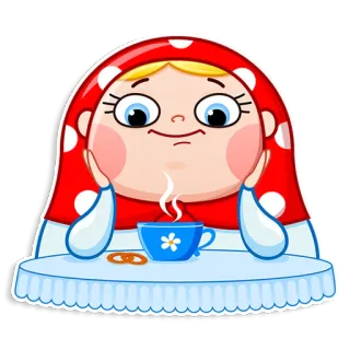 ☺️ Matroschka, Puppe, Russisch, Tee, Süß, Kawaii, Aufkleber telegram sticker