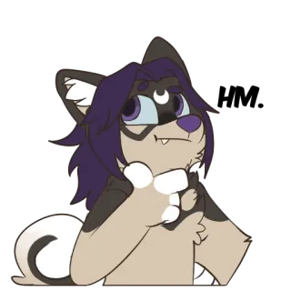 🤔 Furry, Antropomorfo, Lobo, Pensando, Lindo, Dibujos animados telegram sticker