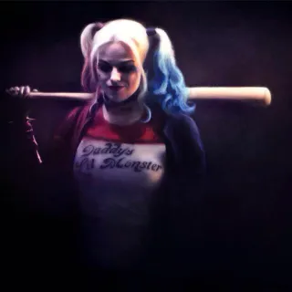 🙁 Harley Quinn Suicide Squad Daddy's Lil Monster Harley Quinn, Suicide Squad, DC Comics, villain, baseball bat telegram sticker