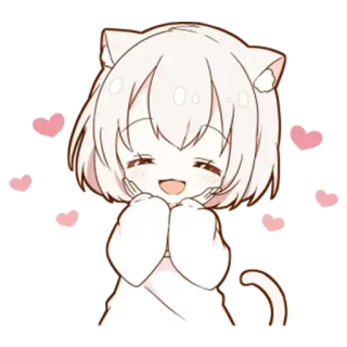 ☺️ anime, cat girl, cute, kawaii, hearts, happy telegram sticker