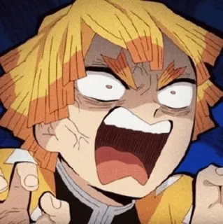 ⚡ Zenitsu Agatsuma Demon Slayer 애니메이션, 귀멸의 칼날, 젠이츠, 무서워, 충격, 웃긴 telegram sticker