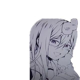 😖 Um... L-Like this? anime, mangá, fofo, garota, corar, balão de fala telegram sticker