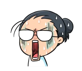 😱 生气, 卡通, 沮丧, 流汗, 恼火, 沮丧 telegram sticker