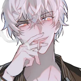 🚧 อนิเมะ, บุหรี่, สูบบุหรี่, ผู้ชาย, สไตล์ telegram sticker