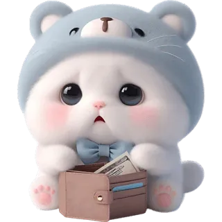🤑 猫, 钱, 钱包, 可爱, 卡通, 卡哇伊 telegram sticker