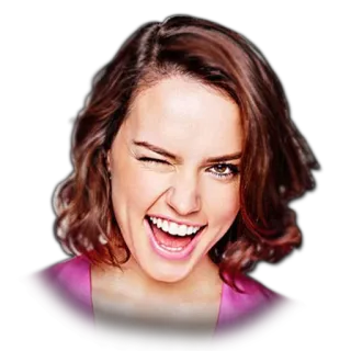 😉 Daisy Ridley actress, woman, portrait, winking, smiling, celebrity telegram sticker