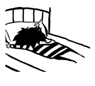💤 tempat tidur, tidur, hitam putih, kartun whatsapp sticker
