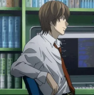 ⚖ Light Yagami Death Note Anime, Ordinateur, Intelligent, Organisation, Bureau telegram sticker