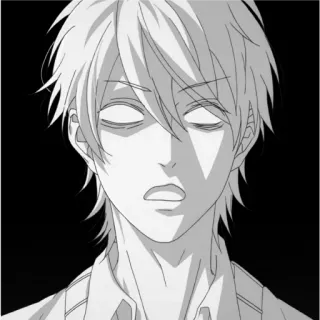 😵 Anime, Mangá, Personagem, Inexpressivo, Monocromático telegram sticker