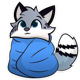 💤 schattig, dier, vos, deken, cartoon telegram sticker