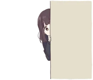 😶 Anime, Dziewczyna, Podglądanie, Kreskówka, Słodkie telegram sticker