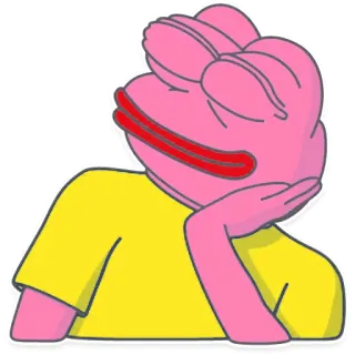😊 rã, rosa, amarelo, desenho animado, personagem, pensando, posando telegram sticker