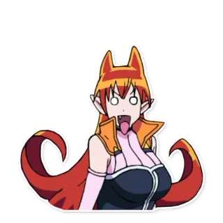 😲 อนิเมะ, การ์ตูน, ปีศาจ, ผู้หญิง, ลิ้น, 555 telegram sticker