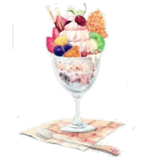 😋 dessert, ice cream, fruit, parfait, food, sweet, treat telegram sticker