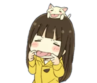 😝 Anime, Dessin animé, Mignon, Drôle, Fille, Chat whatsapp sticker