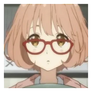 🛏 Mirai Kuriyama Kyoukai no Kanata Аниме, Девушка, Очки, Милая, Мирай Курияма, Kyoukai no Kanata telegram sticker