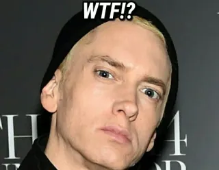😐 Eminem WTF!? Eminem, rappeur, vulgarité, mème telegram sticker