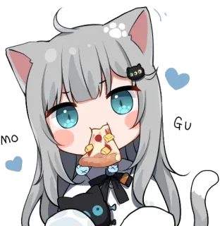 🍕 nyo 고양이귀, 애니메이션, SD캐릭터, 귀여운, 피자, 귀여운 telegram sticker