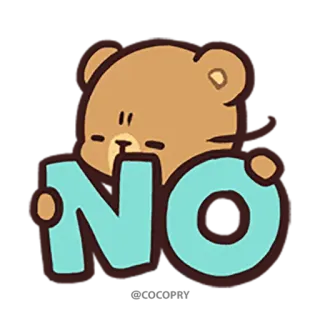 👎 NO non, mignon, animal, ours, rejet whatsapp sticker