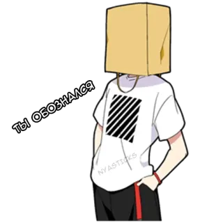 🙅‍♀ ТЫ ОБОЗНАЛСЯ anime, cartoon, bag, head, russian, sticker telegram sticker