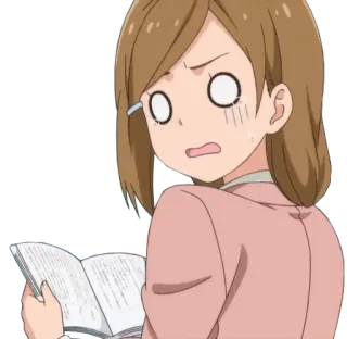 😨 anime, shocked, surprised, book, woman, cartoon telegram sticker