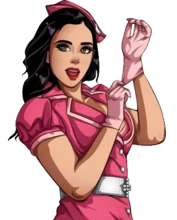 👩‍⚕ mujer, enfermera, rosa, guantes, dibujos animados, ilustración telegram sticker