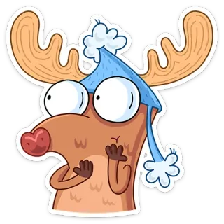 👀 rusa besar, hewan, kartun, musim dingin, topi, stiker telegram sticker