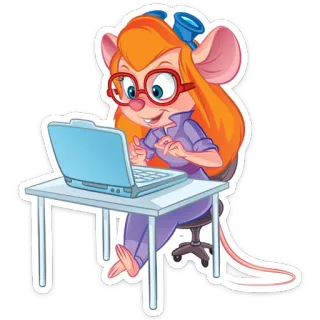 🤓 Gadget Hackwrench Chip 'n Dale: Rescue Rangers kartun, tikus, gadget, laptop, animasi telegram sticker