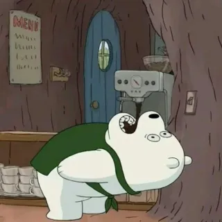 ❄️ Ice Bear We Bare Bears MENU Ice Bear, We Bare Bears, Dessin animé, Barista, Ours, Café whatsapp sticker