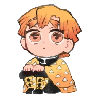😶 Zenitsu Agatsuma Demon Slayer Anime, Thanh Gươm Diệt Quỷ, Zenitsu, dễ thương, Chibi, hoạt hình telegram sticker