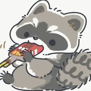 🍦 raccoon, eating, popsicle, cute, animal telegram sticker