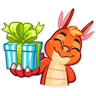 🎁 dragon, cadeau, cadeau, dessin animé, personnage, mignon, amical telegram sticker