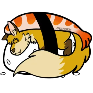 🍣 IMSUSSEGGY fox, sushi, animal, cute, cartoon, illustration telegram sticker