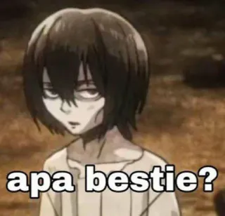 😭 apa bestie? anime, character, Indonesian, apa bestie, bestie, meme whatsapp sticker