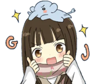 👍 GJ anime, fofo, menina, adesivo, bom trabalho telegram sticker